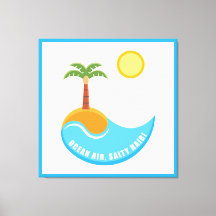 Vibrant Beach And Ocean Air Palm Tree Illustration
