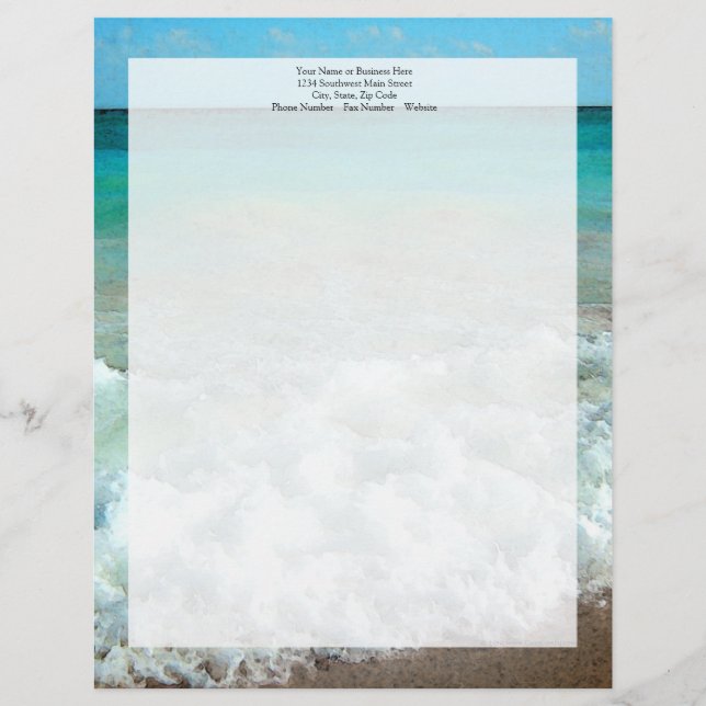 Vibrant Beach Watercolor Scene Letterhead (Front)