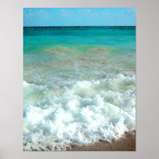 Vibrant Beach Watercolor Scene Poster