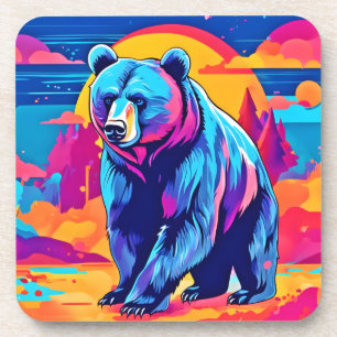 Vibrant Bear Art Coaster