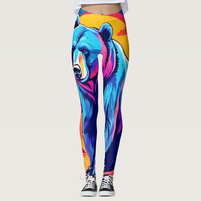 Vibrant Bear Art Leggings (Front)