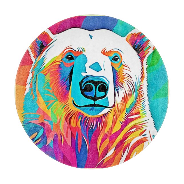 Vibrant Bear Head Artwork Cutting Board (Front)