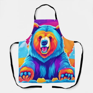 Vibrant Bear in Snow Apron