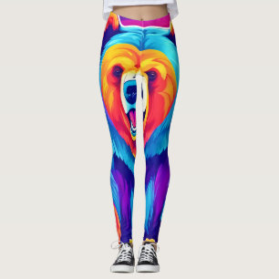 Vibrant Bear in Snow Leggings
