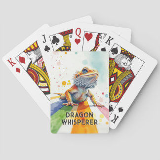 Vibrant Bearded Dragon Art Colourful Watercolor Playing Cards