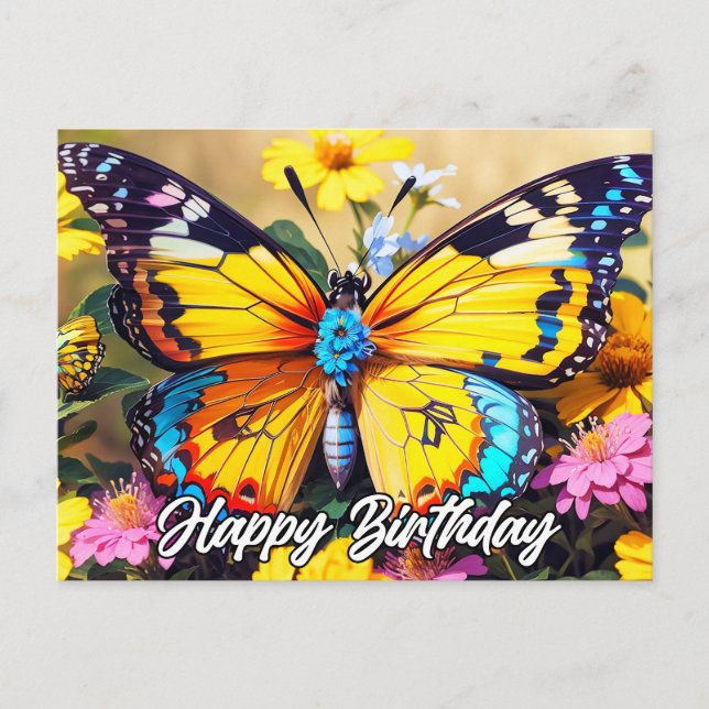 Vibrant Beautiful Butterfly Design Postcard (Front)