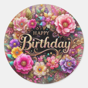 Vibrant Beautiful Design Birthday sticker