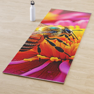 Vibrant Bee on Bloom Design Yoga Mat