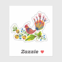 Vibrant Bird of Happiness Floral Sticker