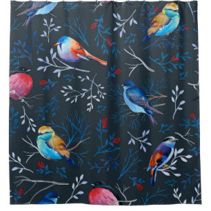Vibrant Birds: Gouache Dark Elegance
