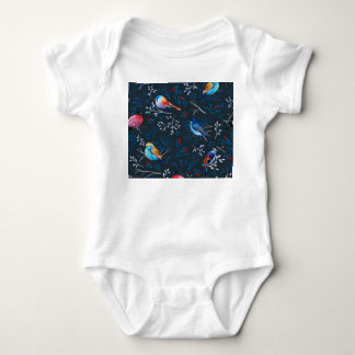 Vibrant Birds: Gouache Dark Elegance Baby Bodysuit