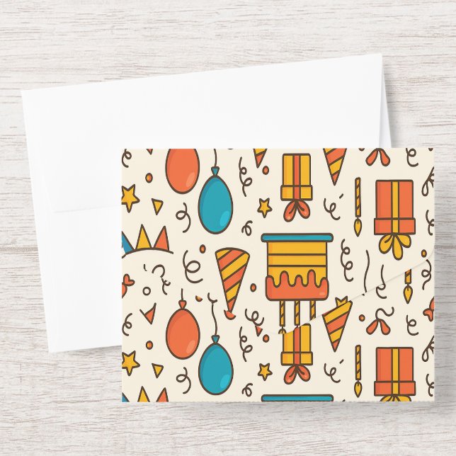 Vibrant Birthday Party Seamless Pattern All In One Invitation (Envelope)