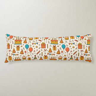 Vibrant Birthday Party Seamless Pattern Body Pillow