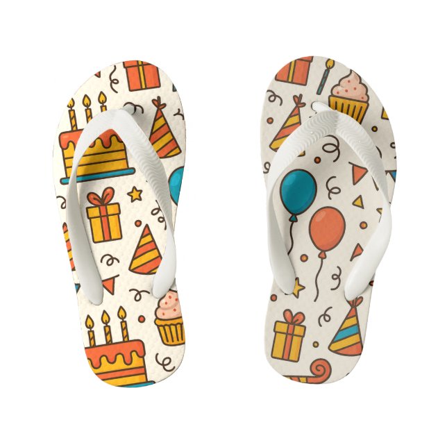 Vibrant Birthday Party Seamless Pattern Kid's Flip Flops (Footbed)
