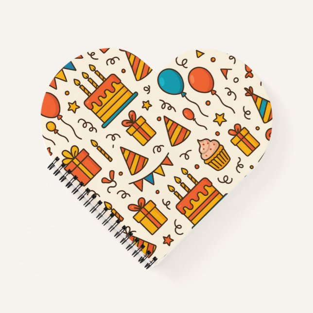 Vibrant Birthday Party Seamless Pattern Notebook (Front)