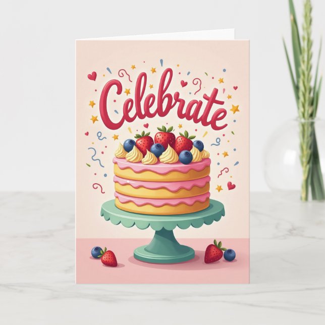 Vibrant Birthday Script Card (Front)