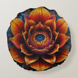 Vibrant Bloom: A Symphony of Colour Round Pillow