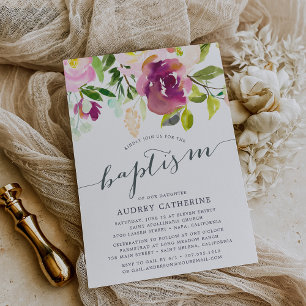 Vibrant Bloom   Baptism Invitation