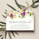 Vibrant Bloom Bridesmaids Brunch Invitation<br><div class="desc">Choose these beautiful bridesmaids brunch invitations to celebrate your closest confidantes before the big day. Modern watercolor floral design features a top border of roses and peonies in violet purple, blush pink and green with decorative typography accents and smoky blue grey lettering. Personalize with your desired bridesmaids brunch invitation wording...</div>