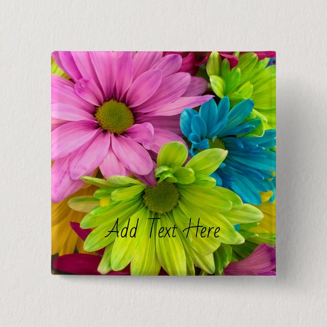 Vibrant Bloom – Colourful Floral Art 2 Inch Square Button (Front)