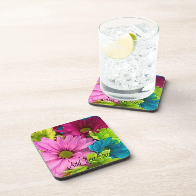 Vibrant Bloom – Colourful Floral Art Coaster (Right Side)