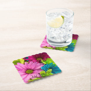 Vibrant Bloom – Colourful Floral Art Paper Coaster