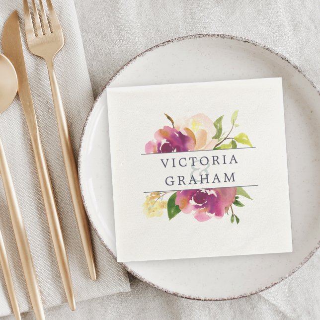 Vibrant Bloom | Floral Personalized Wedding Napkin (Creator Uploaded)