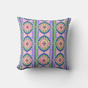 Vibrant Bloom Kaleidoscope: Pink & Emerald Mandala Throw Pillow