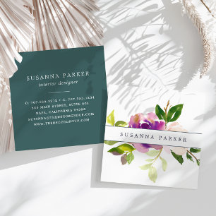 Vibrant Bloom Modern Watercolor Floral Square Business Card