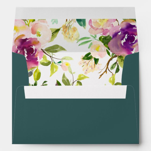 Vibrant Bloom Pre-Printed Return Address 5x7 Envelopes (Back (Bottom))