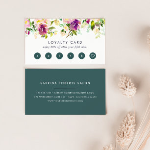 Vibrant Bloom   Watercolor Floral Loyalty Card