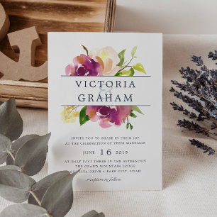 Vibrant Bloom Watercolor Floral Wedding Invitation