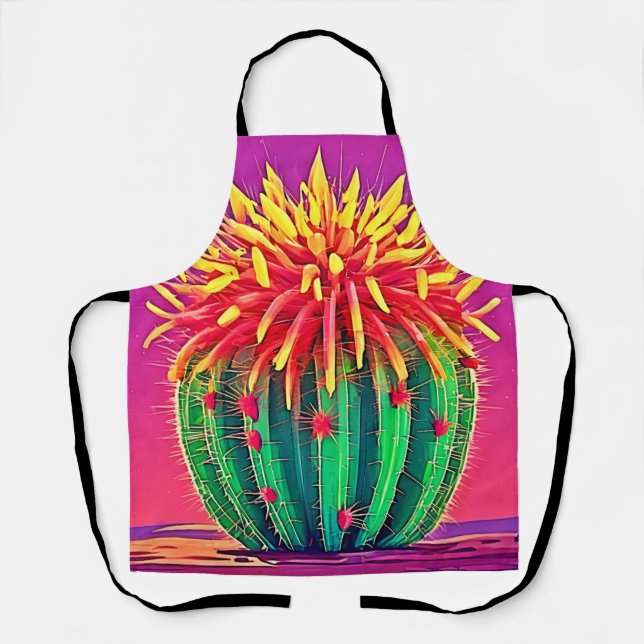 Vibrant Blooming Cactus Apron (Front)