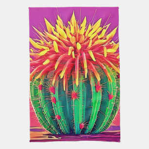 Vibrant Blooming Cactus Kitchen Towel