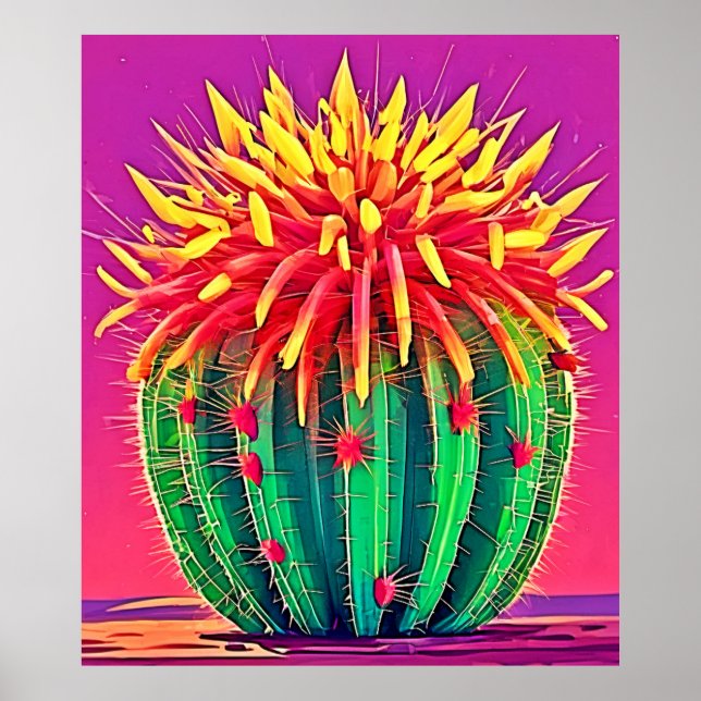 Vibrant Blooming Cactus Poster (Front)