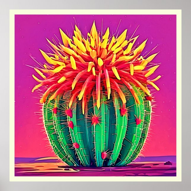 Vibrant Blooming Cactus Poster (Front)