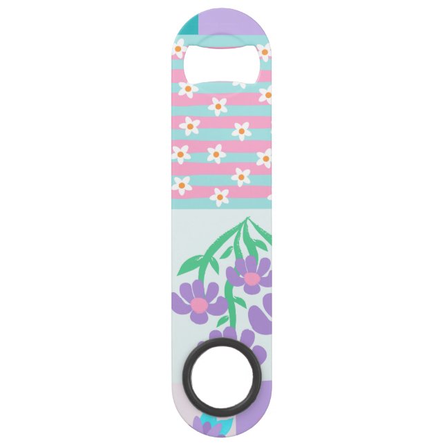 Vibrant Blooming Flowers Design Bar Key (Front)