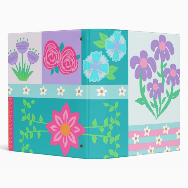 Vibrant Blooming Flowers Design Binder (Background)