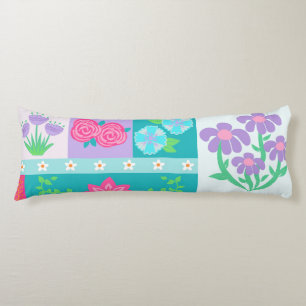 Vibrant Blooming Flowers Design Body Pillow