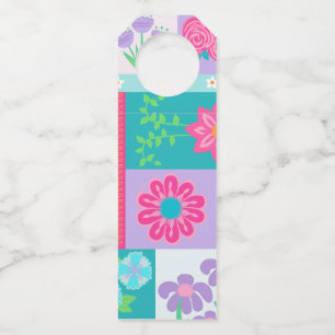 Vibrant Blooming Flowers Design Bottle Tag