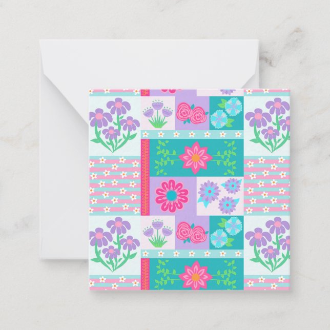 Vibrant Blooming Flowers Design Card (Front)