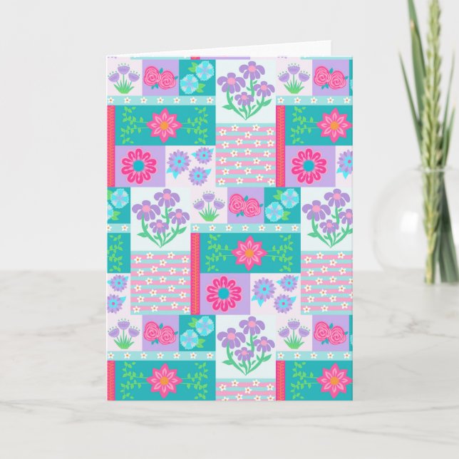 Vibrant Blooming Flowers Design Card (Front)
