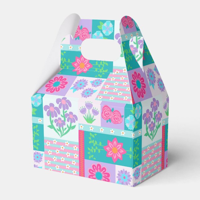 Vibrant Blooming Flowers Design Favor Box (Back Side)