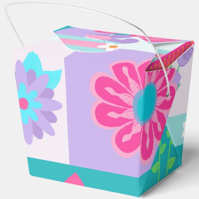 Vibrant Blooming Flowers Design Favor Box (Back)
