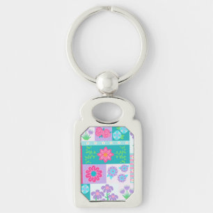 Vibrant Blooming Flowers Design Keychain