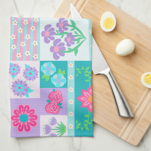 Vibrant Blooming Flowers Design Kitchen Towel