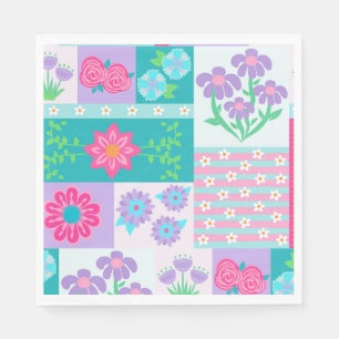 Vibrant Blooming Flowers Design Napkin