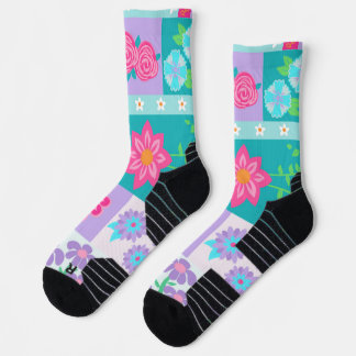 Vibrant Blooming Flowers Design Socks