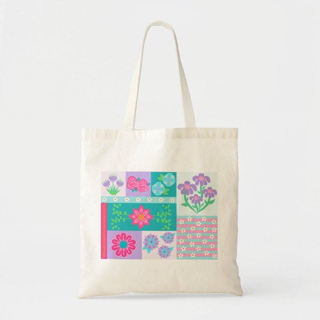Vibrant Blooming Flowers Design Tote Bag (Front)