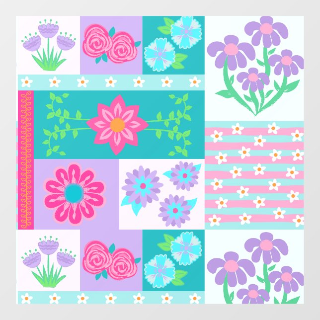Vibrant Blooming Flowers Design Window Cling (Sheet)